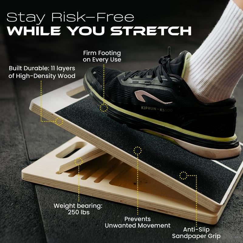 Wooden Slant Board for Squats, Leg Stretches & Physical Therapy