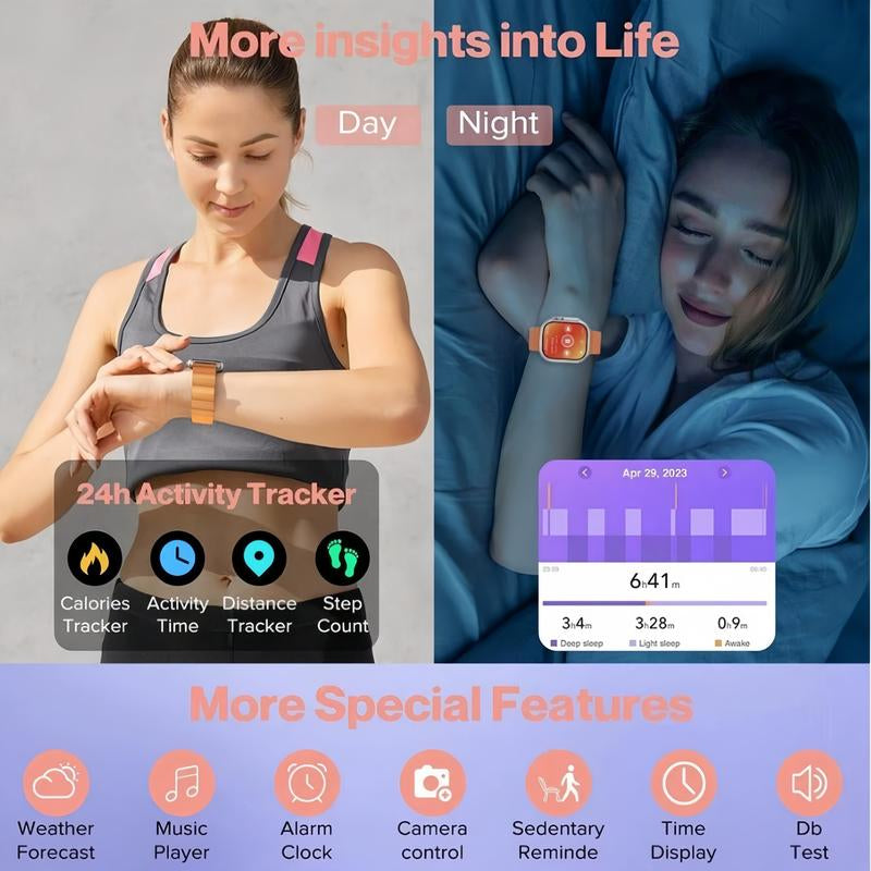 10-In-1 Smar Twatch Kit : Includes Smart Watch, Bluetooth Earbuds, 7 Interchangeable Bands, Wireless Watch Charger, Protective Case & Audio Support – Compact, Portable & Perfect Gift for Men & Women