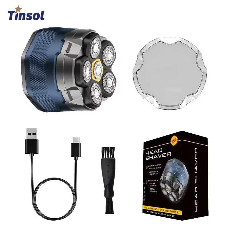 New Bald Men'S Titanium Electric Hair Clipper Razor 6D Magnetic Hair Trimmer Rechargeable Waterproof Facial Repairer