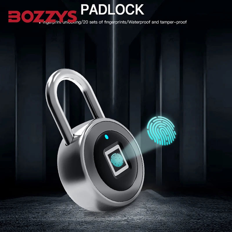 Smart Fingerprint Padlock 0.5S Unlock IP55 Waterproof Type C Rechargeable for Luggage Gym Office Zinc Alloy anti Theft Lock