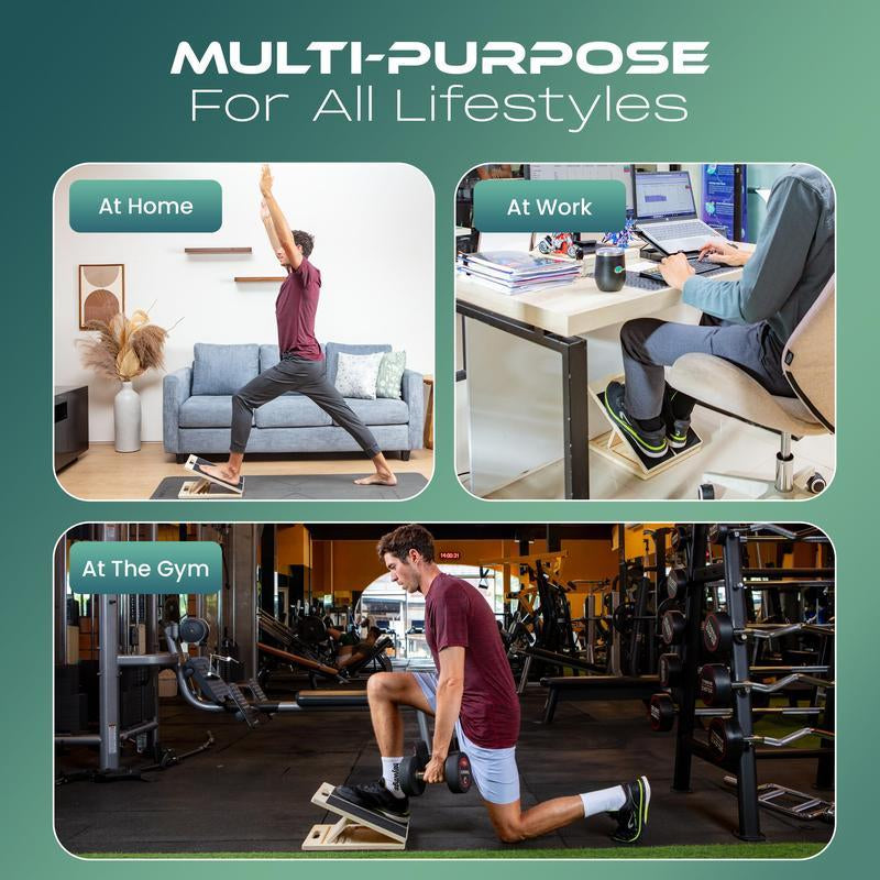 Wooden Slant Board for Squats, Leg Stretches & Physical Therapy