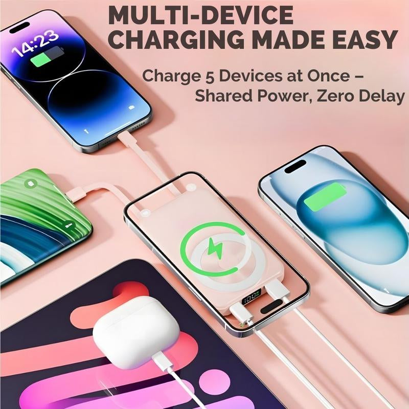 ARTCYBER Magnetic 10000mAh Power Bank – Fast Charge, Foldable Stand & LED Display